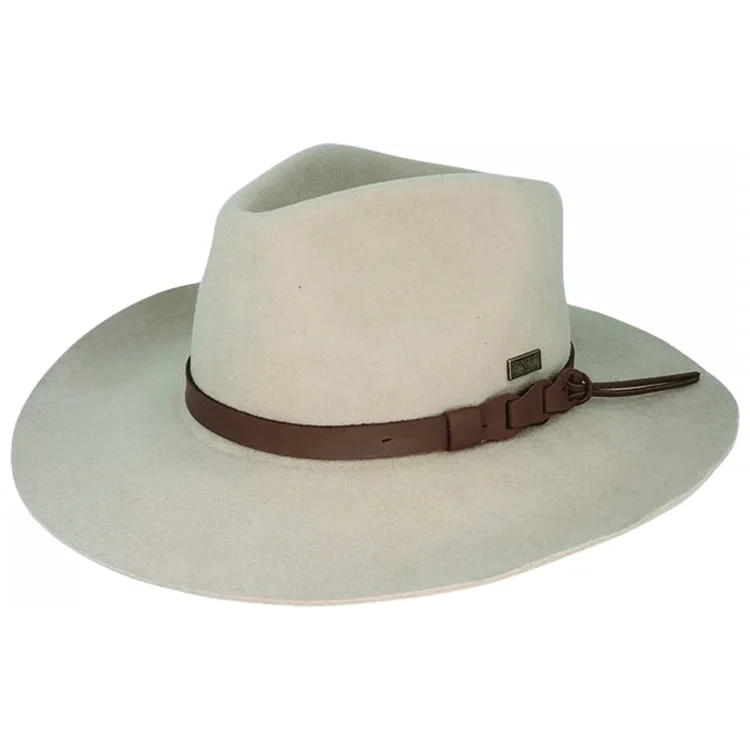 wool hats with fashionable styles-  Flinders Stockman Wool Felt Outback Hat - Oat