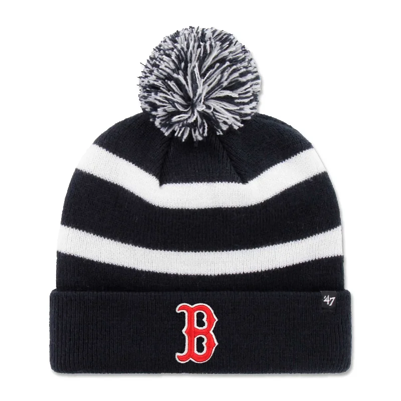 Beanies with unique pom-pom designs-47 Knit - Breakaway Pom - Navy/White