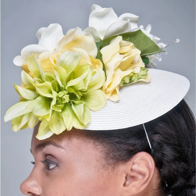 Headbands for fitness classes-SE6020-Wedding fascinator straw with assorted flowers