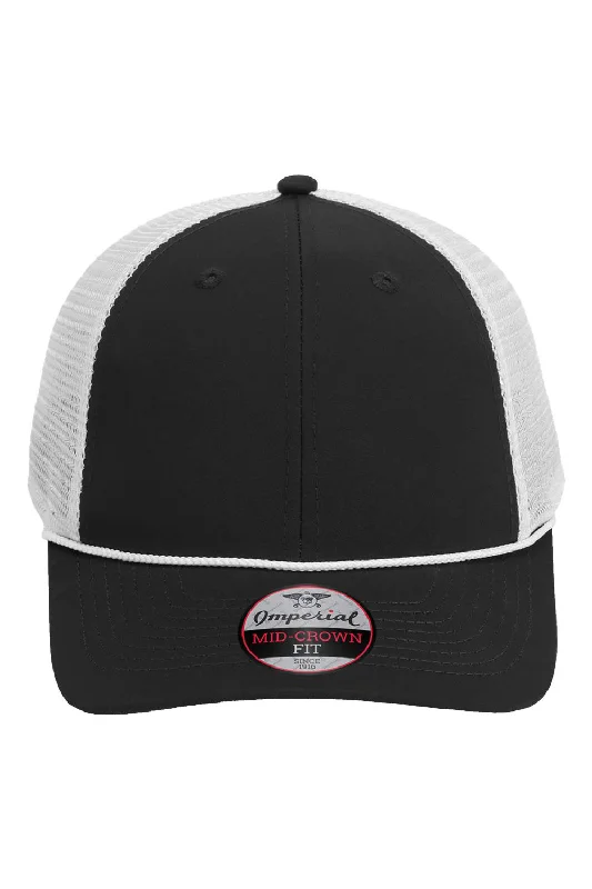 mens hats stylish for warm weather-Imperial Mens The Night Owl Performance Moisture Wicking Snapback Hat - Black/White