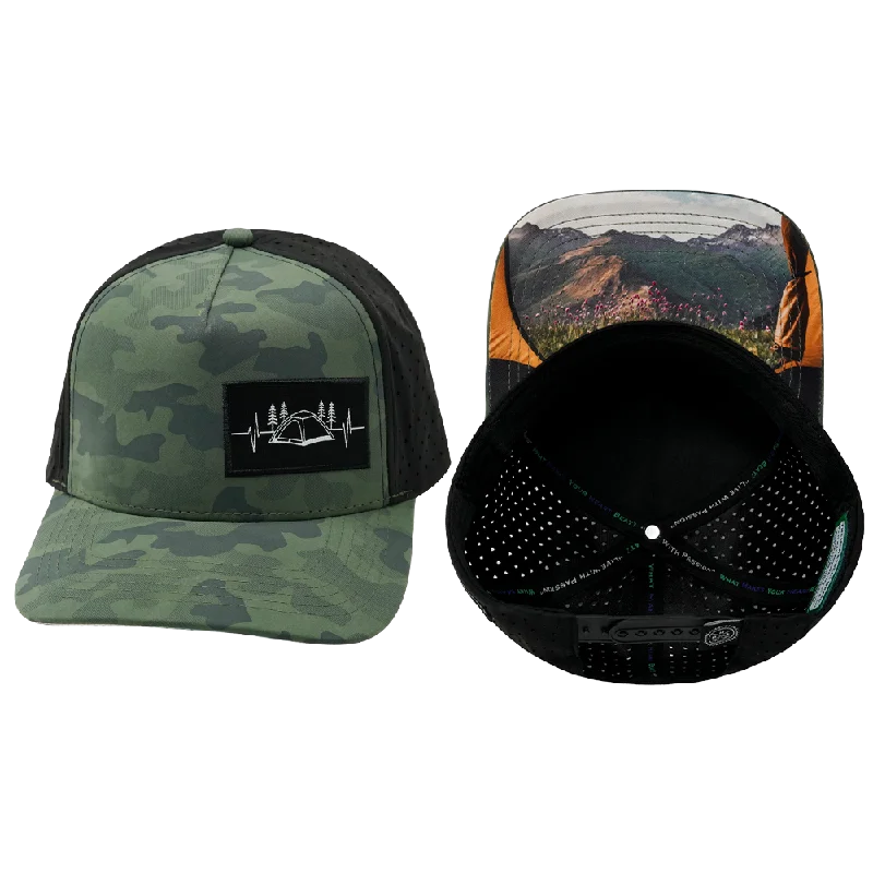 Beanies for the stylish individual-Camping Hat | Trucker Hat | Soft Teal Camo - Black