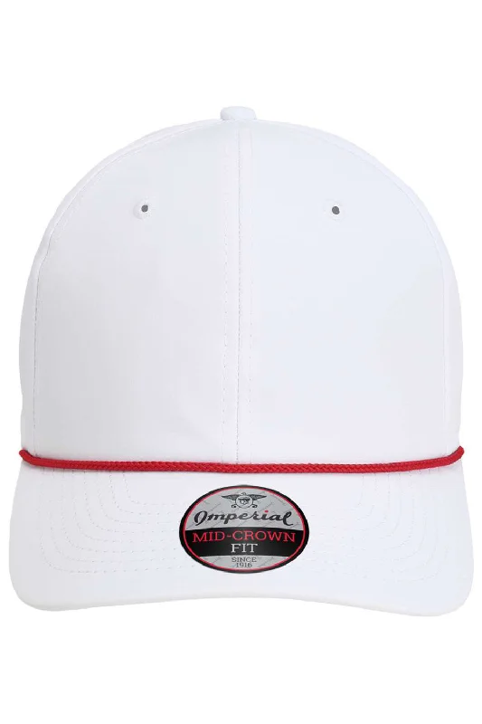 mens hats perfect for the beach-Imperial Mens The Wingman Moisture Wicking Snapback Hat - White/Red