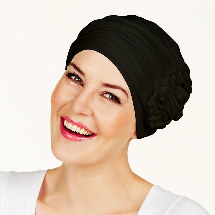 Headbands for workouts-Christine Lotus Bamboo Turban - Black