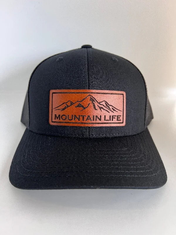 Beanies for cool weather outfits-Christmas gift for dad hat | Mountain Life | Perfect gift for Adventure Seekers | Outdoor Life | Richardson 112 Leather Patch Hat