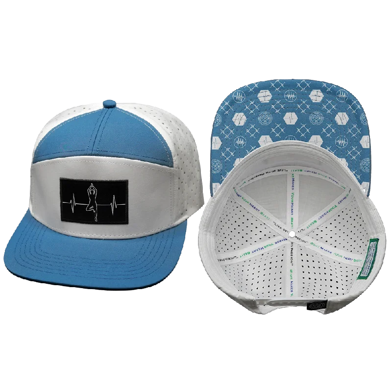 Headbands for outdoor fashion looks-Yoga Hat | Flat Bill | Light Blue - White