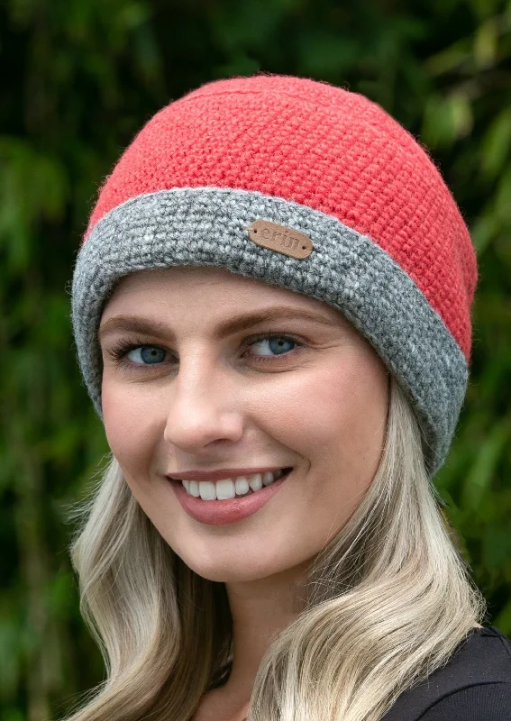 Beanies for warm, cozy days-Crochet Turn up Hat | Raspberry