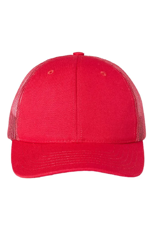 mens hats adjustable fit-Classic Caps Mens USA Made Snapback Trucker Hat - Red