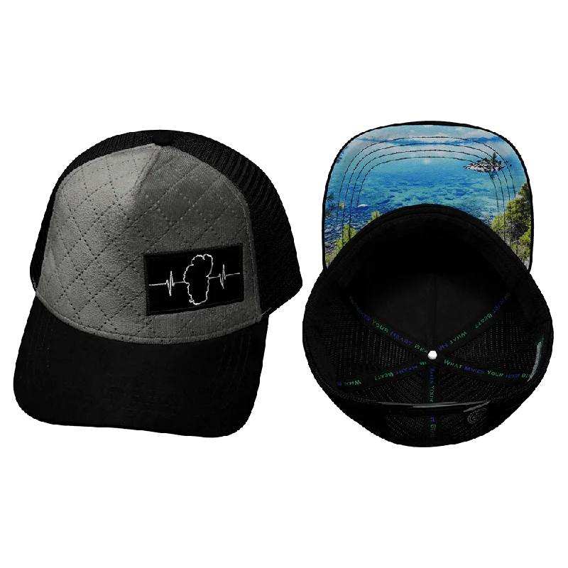 Beanies with fashionable finish-Tahoe Hat | Trucker Hat | Quilted Velvet - Black - Gray