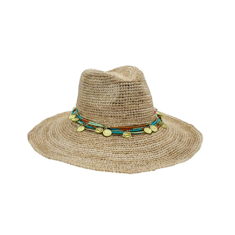 sun hat with cooling design for summer-Nikki Beach Ibiza Crochet Raffia Sun Hat