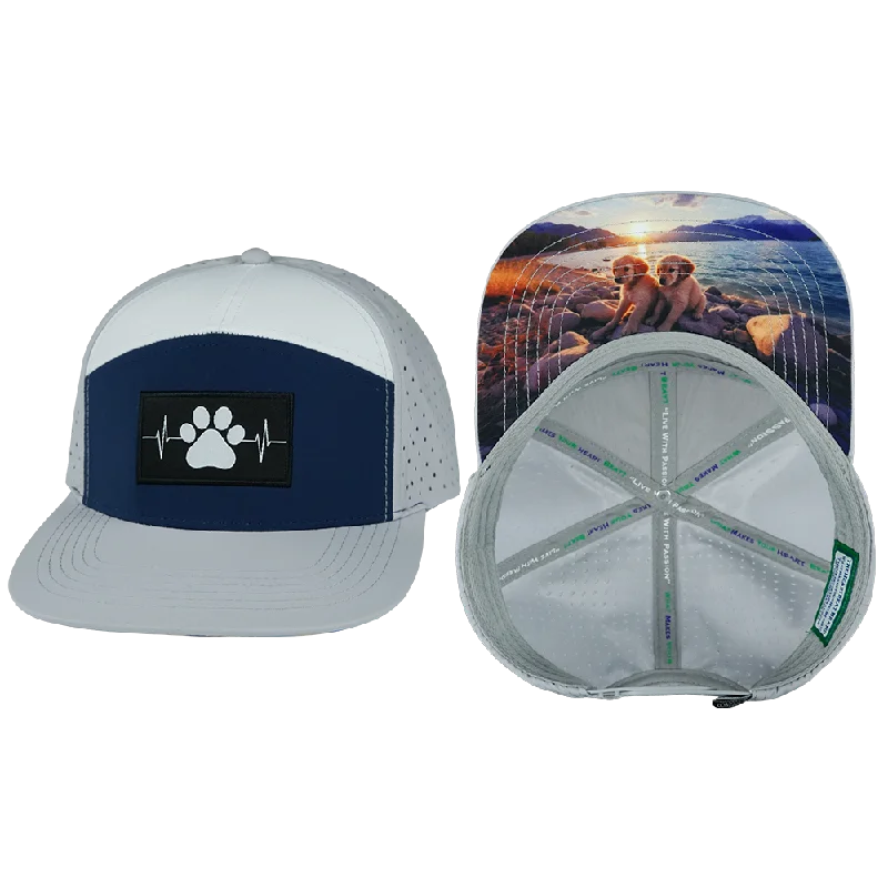 Headbands for soccer-Dog Hat | Flat Bill | Gray - Navy - White