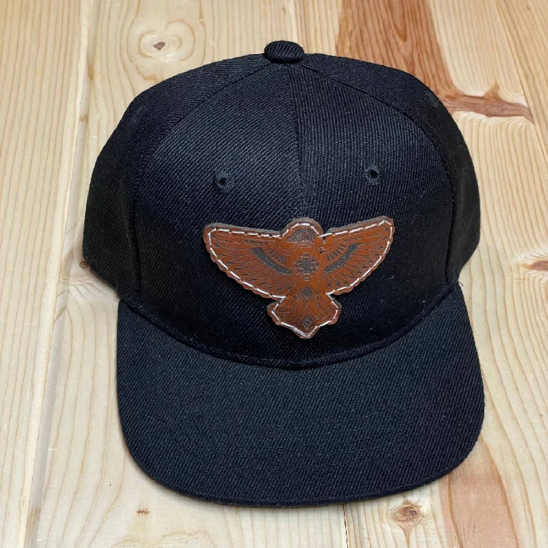 womens hats with delicate details-Boy's Thunderbird Leather Patch Hat, Infant In Black