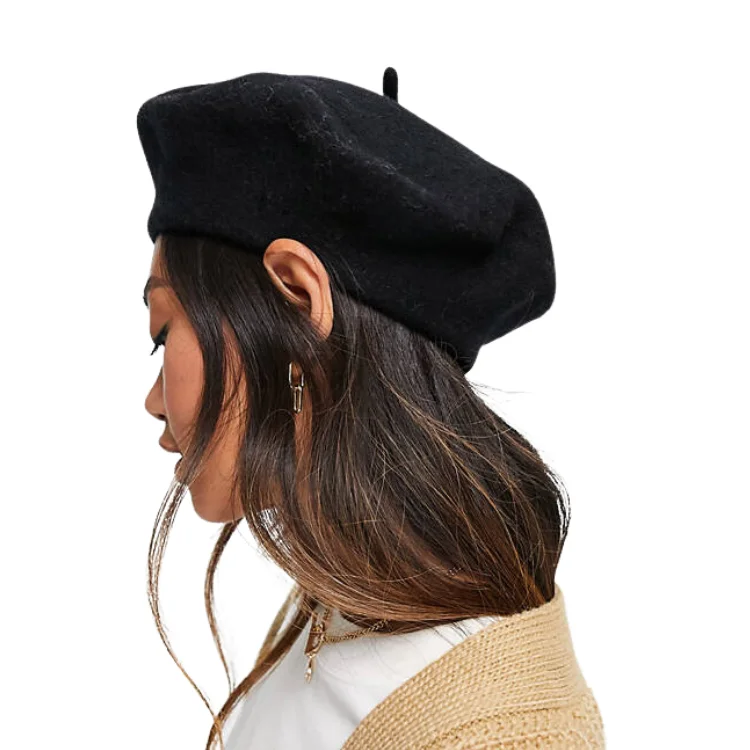 warm wool hats-  Avenel Of Melbourne Wool Beret - Black