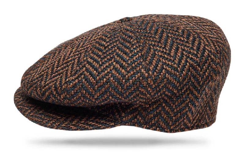 knitted wool caps for men-  Wool Apple Jack - Brown/Blue Herringbone