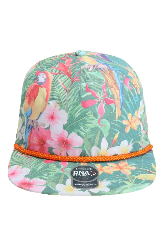 mens hats for cool spring evenings-Imperial Mens The Aloha Rope Moisture Wicking Adjustable Hat - Hawai'in Rainforest