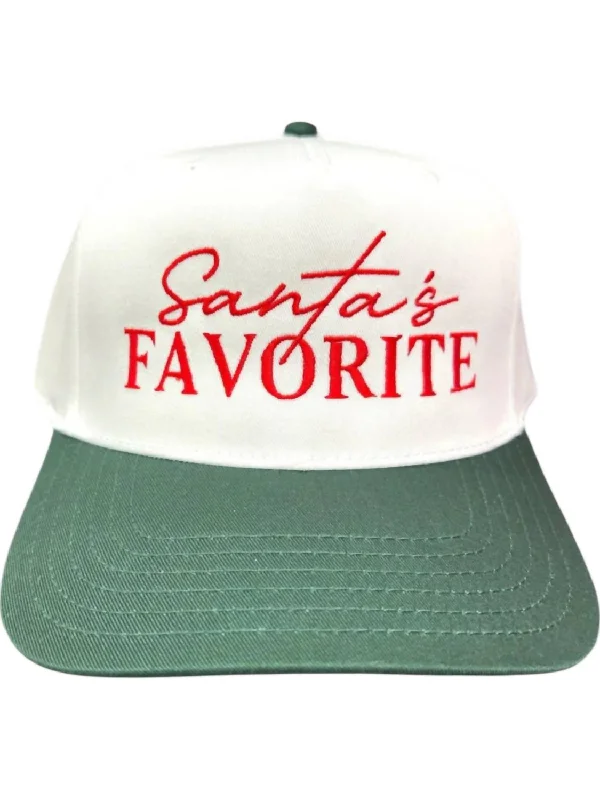 womens fashionable hats for casual outings-Women's Santa's Favorite Hat In White/green