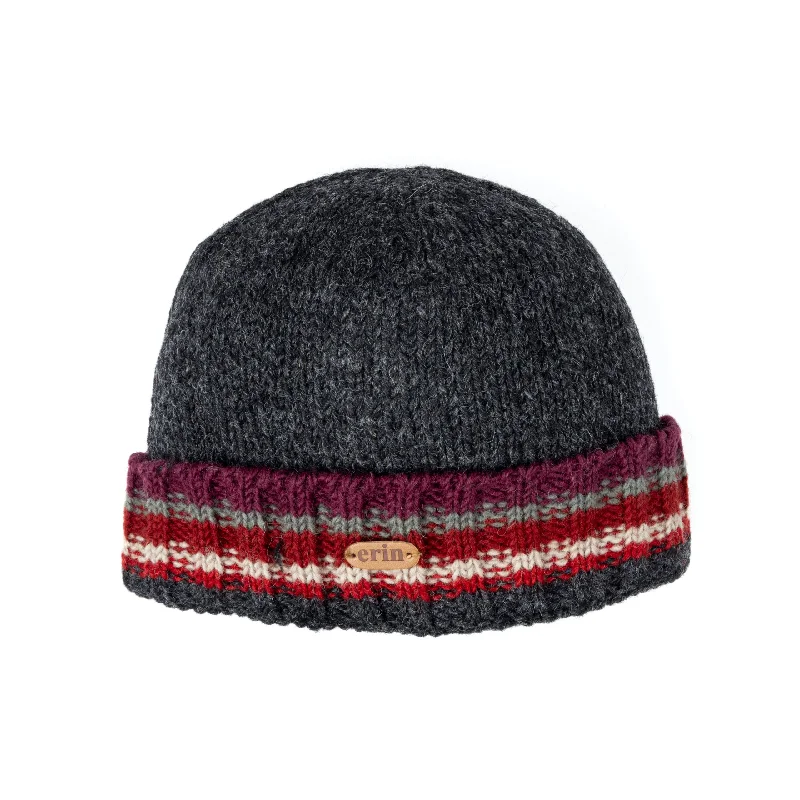 Beanies for winter activities-Rib Pullon Turnup Hat | Red