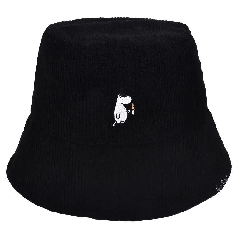 Bucket hats with exotic prints-Moominpappa Candle Light Bucket Hat Corduroy - Black