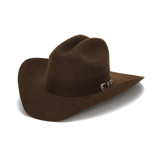 classic wool beret hats-  Stampede Hats - 100X Wool Felt Brown Cowboy Hat with Silver Tone Buckle