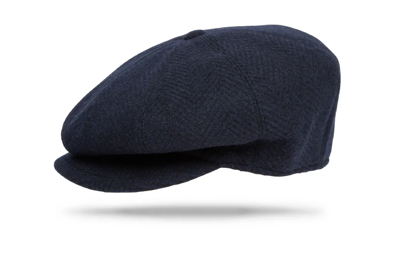 luxury wool winter hats-  Wool Apple Jack - Midnight Herringbone