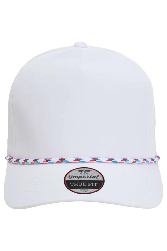 mens hats trendy casual wear-Imperial Mens The Wrightson Moisture Wicking Snapback Hat - White/Light Blue-Red