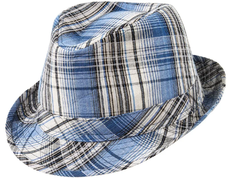 Beanies with eco-friendly materials-Sloane Cotton Plaid Fedora