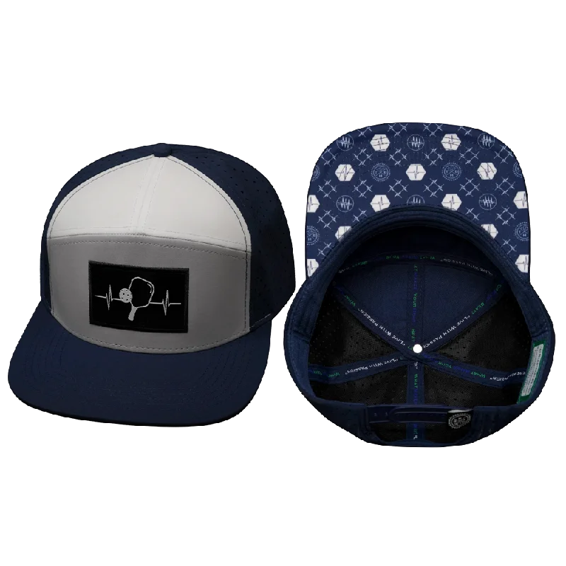 Beanies with fashionable materials-Pickleball Hat | Flat Bill | Navy - Gray - White