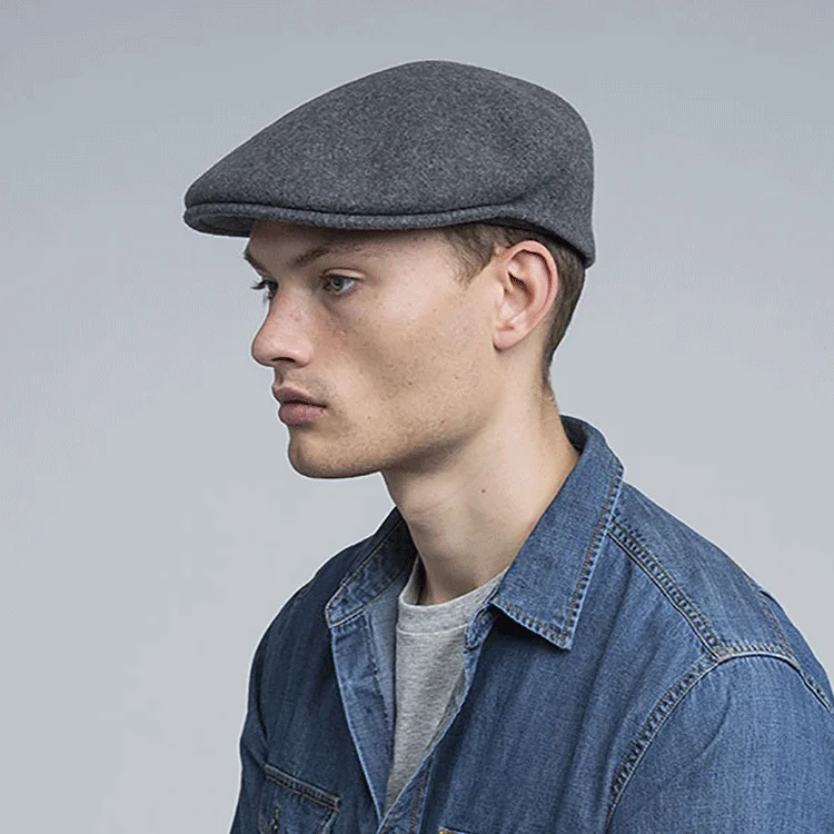 wool hats with a cozy fit-  Kangol Wool 504 Dark Flannel Cap - Grey