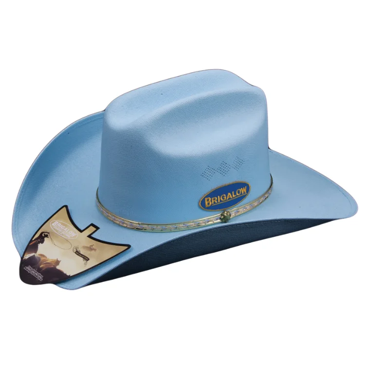 Beanies for stylish moments-Brigalow Adults Coloured Straw Cheyenne Hat - Light Blue