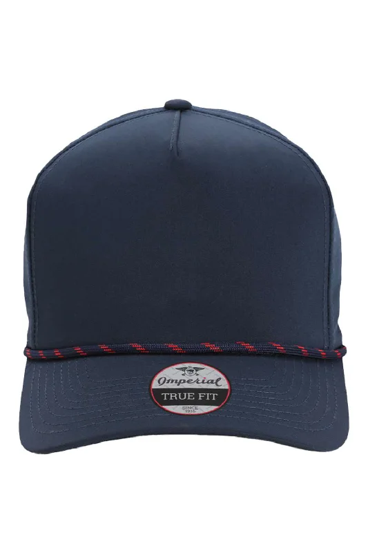 mens hats stylish outdoor style-Imperial Mens The Wrightson Moisture Wicking Snapback Hat - Navy Blue/Navy-Red