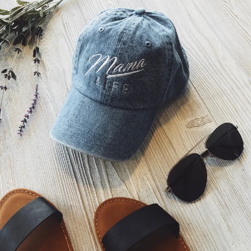 Beanies for road trip accessories-Mama Life Hat • Denim