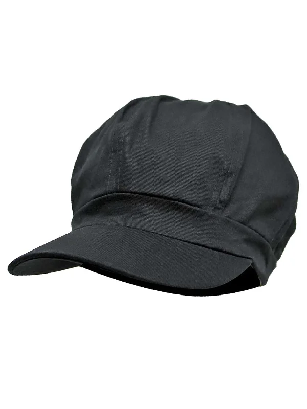 Beanies with smooth, stretchy material-Black Oversize Cotton Newsboy Cap Hat