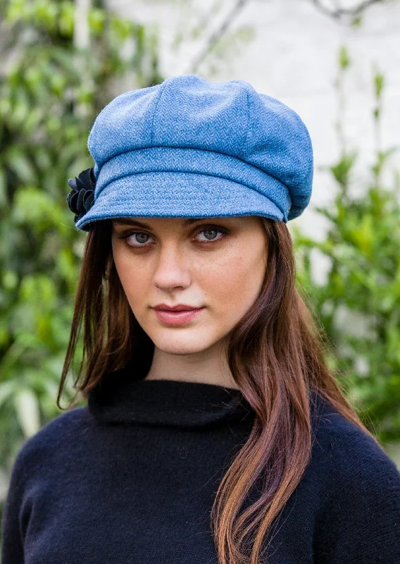 Beanies for winter travel fashion-Mucros Blue Newsboy Cap