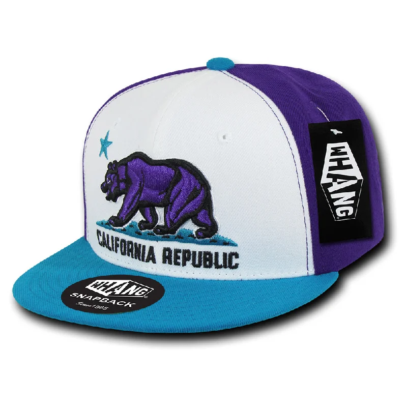 Beanies for ultimate comfort-California Republic Cali State Bear Flag Snapback Hat Teal Purple White by Whang