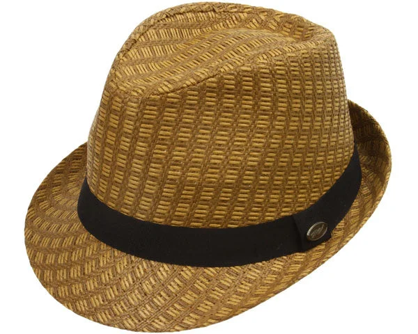 Headbands with solid colors-Two-Tone Paper Straw Fedora Hat