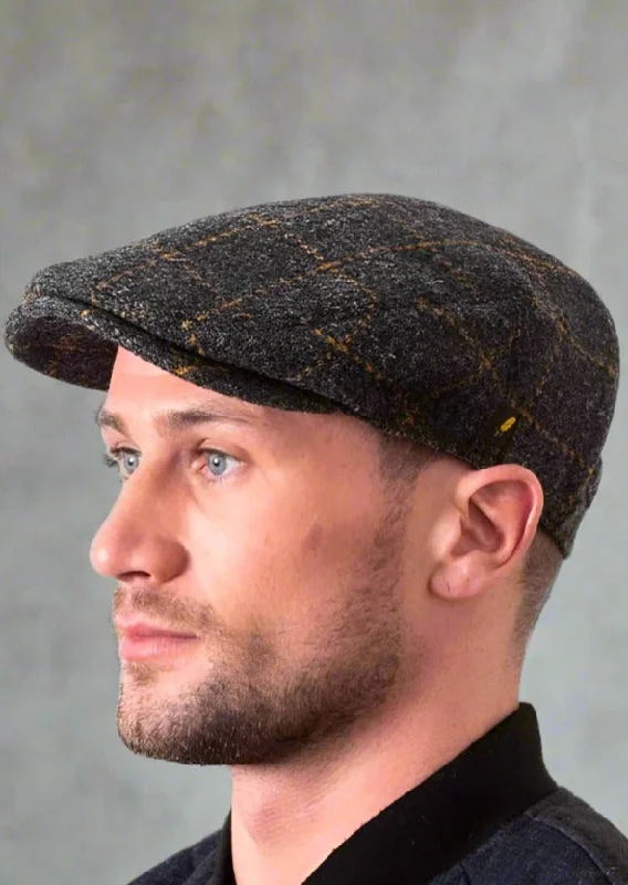 Beanies with layered looks-Dubliner Charcoal Check Cap