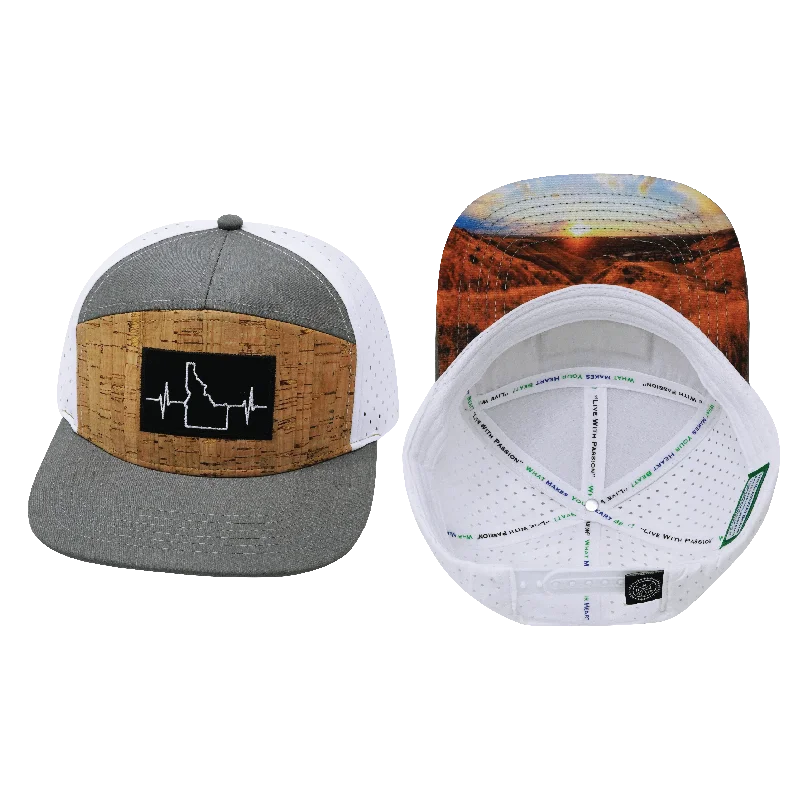 Headbands for outdoor sports-Idaho Hat | Flat Bill | Cork - Gray - White