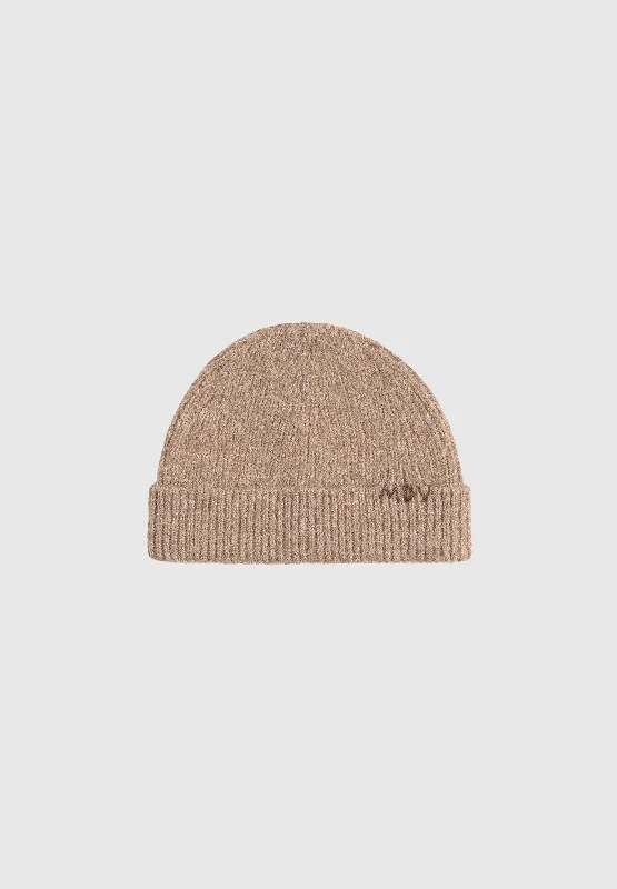 wool caps for winter-  MDV Handstitched Wool Knit Beanie - Beige