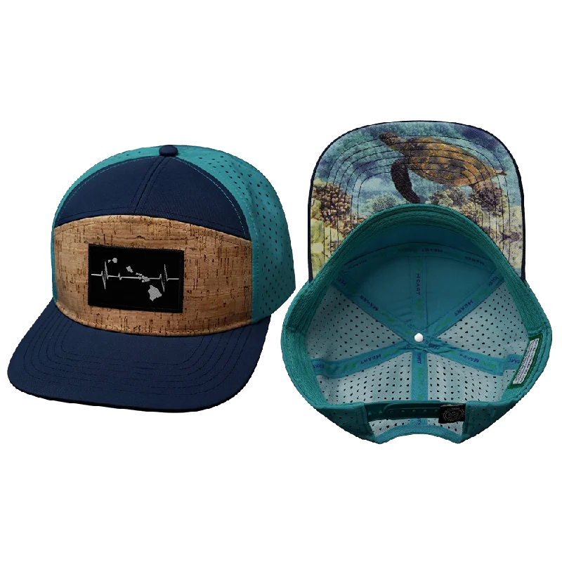 Headbands for any occasion-Hawaii Hat | Flat Bill | Cork - Navy - Teal