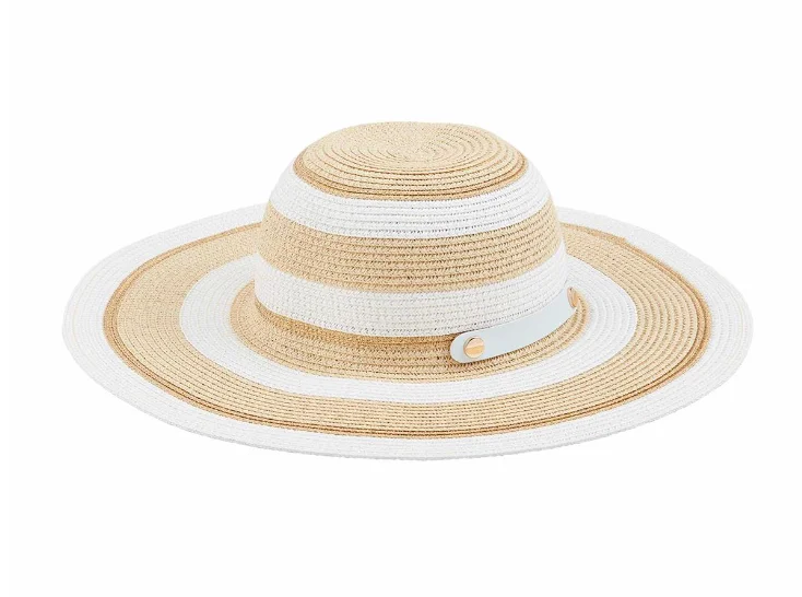 Beanies for travel-Collapsible Straw Hat in White