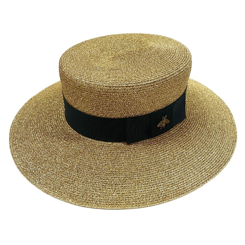 womens hats for fashionable wear-Gucci  Metal Nylon Straw Hat (Pre-Owned)