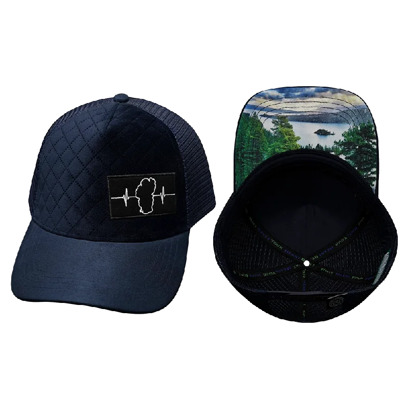 Beanies for fashionable hikers-Tahoe Hat | Trucker Hat | Quilted Velvet - Navy