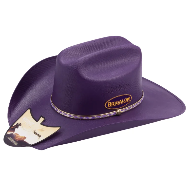 Beanies for stylish work-from-home outfits-Brigalow Adults Coloured Straw Cheyenne Hat - Purple