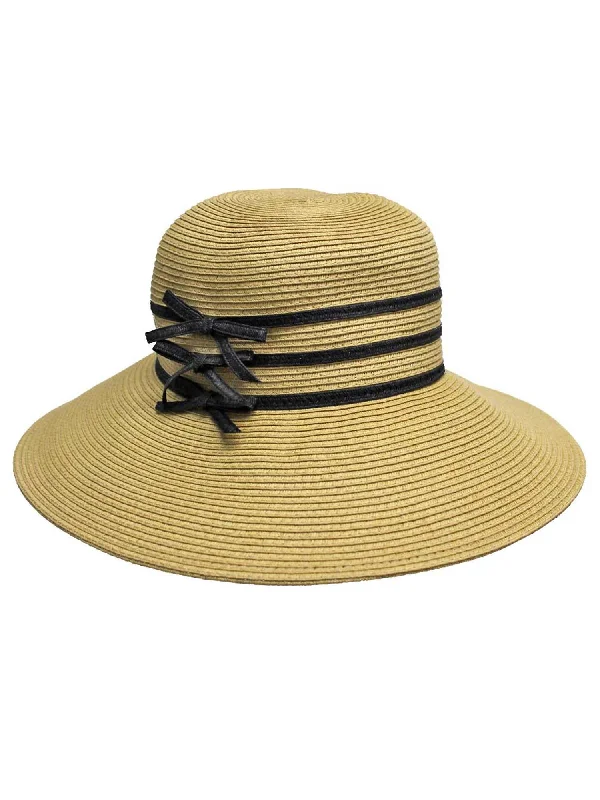 sun hat for desert adventures-Braided Sun Hat With Black Trim