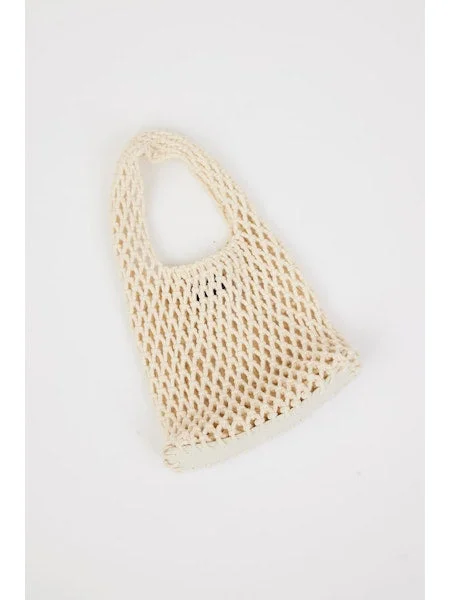 Headbands for weekend outfits-Hat Attack Lizzie Cotton Mini Bag - White