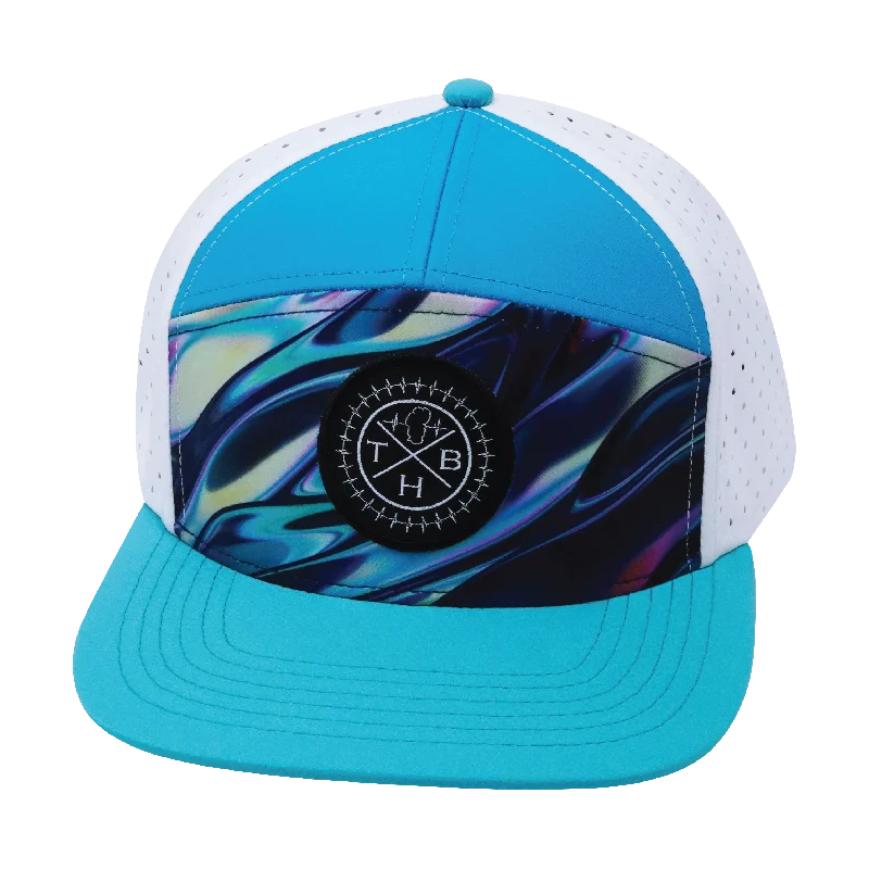 Beanies with bold colors-Color Vibes Hat | Flat Bill | Molten Dream - Neon Green Blue - Neon Blue - White