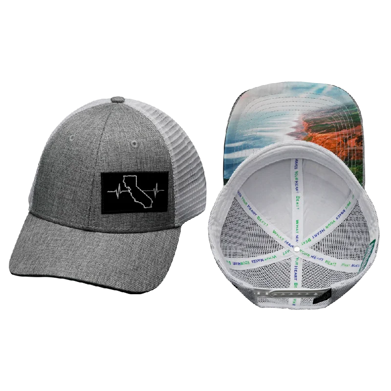 Beanies for mountain excursions-California Hat | Low Profile | Heather Gray - White