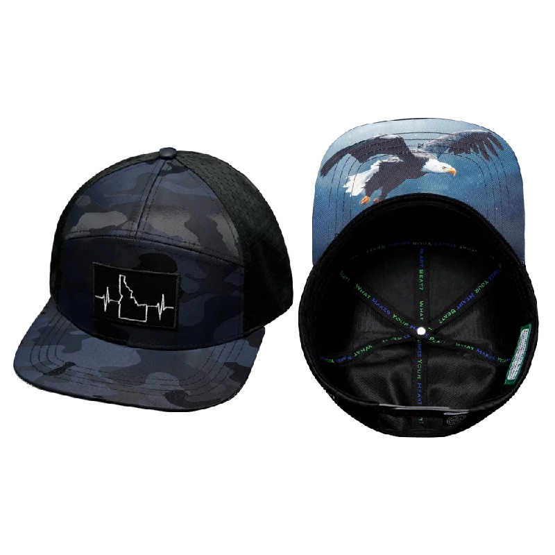 Beanies with protective fit-Idaho Hat | Flat Bill | Navy Camo - Black