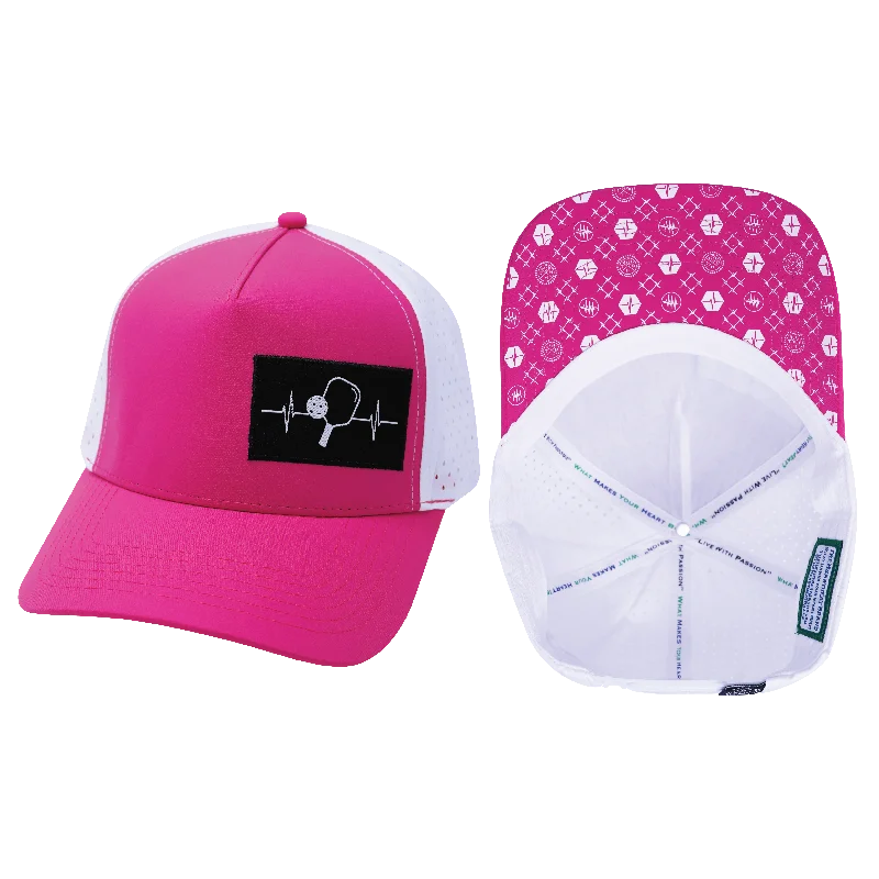 Beanies for the stylish commuter-Pickleball Hat | Trucker Hat | Neon Pink - White