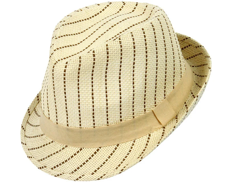 Headbands for cycling-Venice Beach Striped Straw Fedora