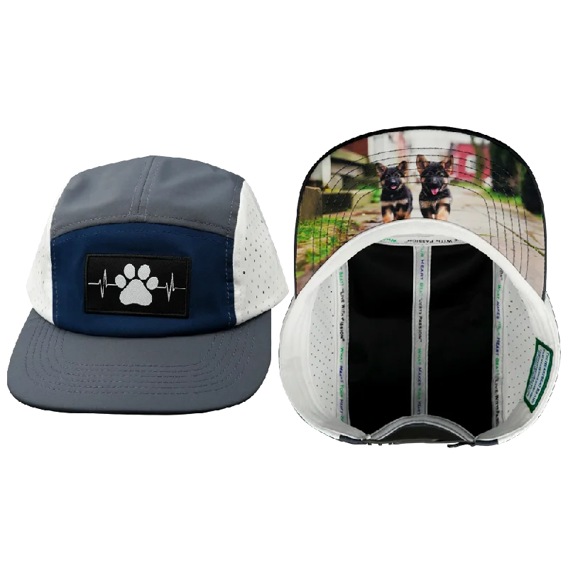 Beanies with ergonomic fit-Dog Hat | 5 Panel | Charcoal - Navy - White